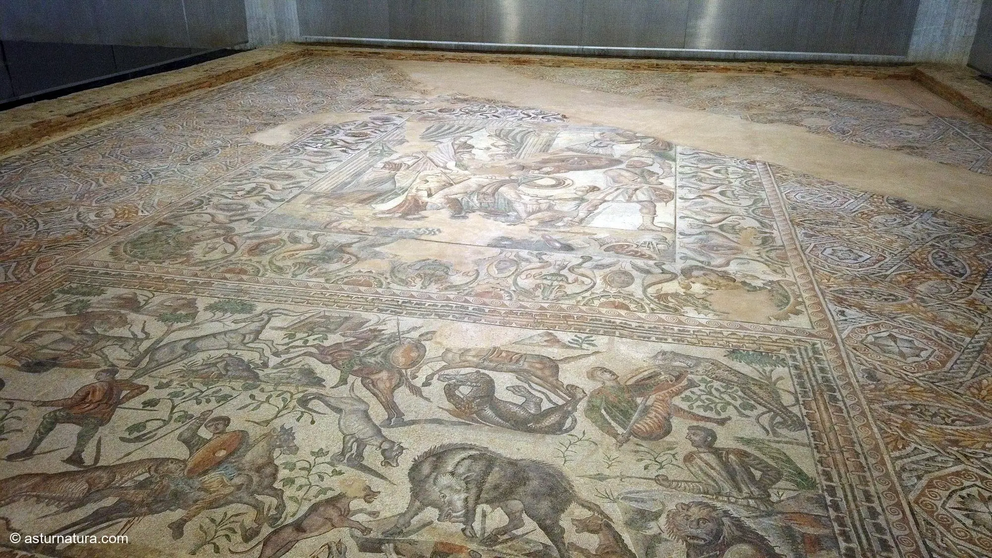 Escena de Aquiles en la Villa romana de La Olmeda
